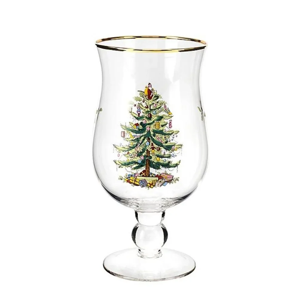 2 brand new Spode Christmas Tree 17.5 ounce TULIP Glasses ... 7.5 inches tall